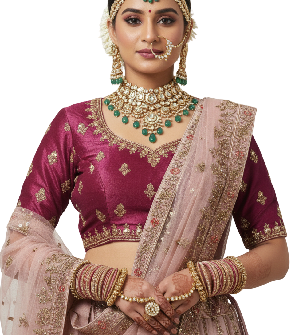 Dual Colour Velvet Bridal Lehenga