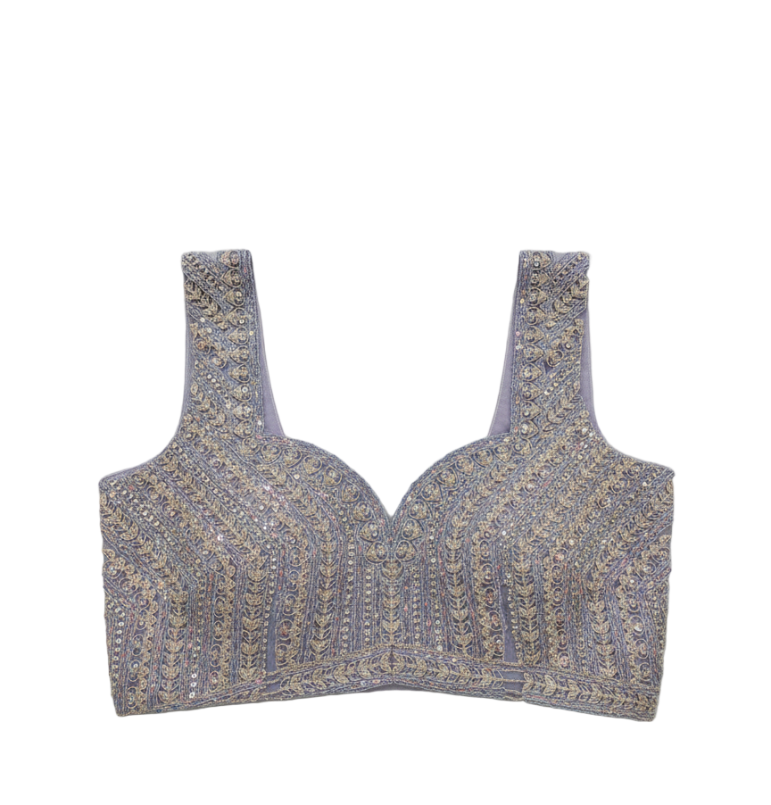 Lilac Cording Net Bridal Lehenga