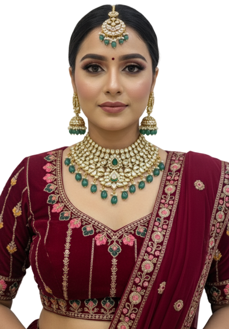 Tri Colour Mirror Bridal Lehenga