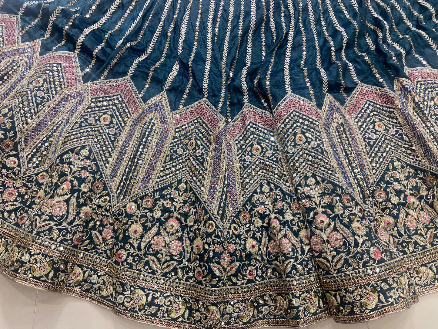 Aari Work Tissue Bridal Lehenga