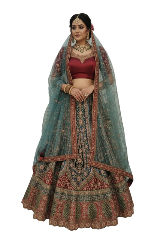 Bridal Firozi Lehenga