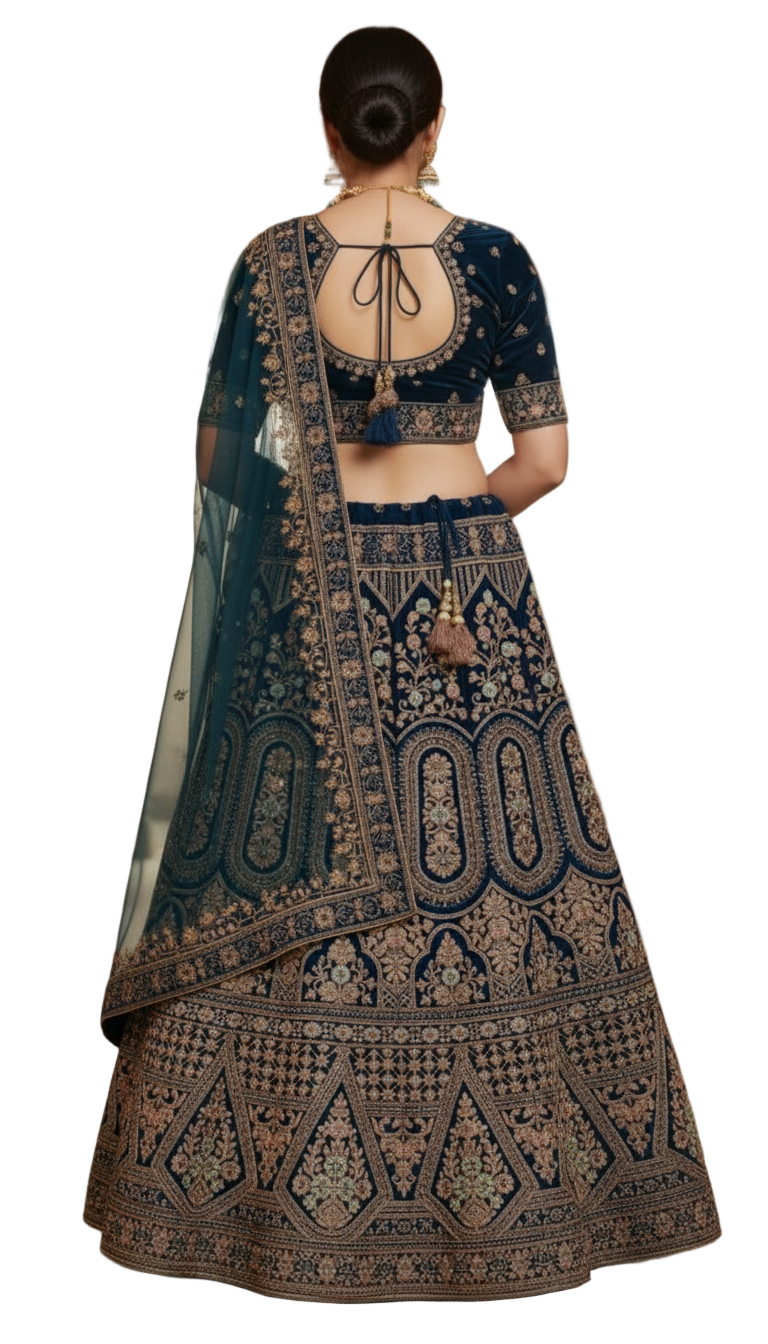 Prussian Blue Bridal Lehenga