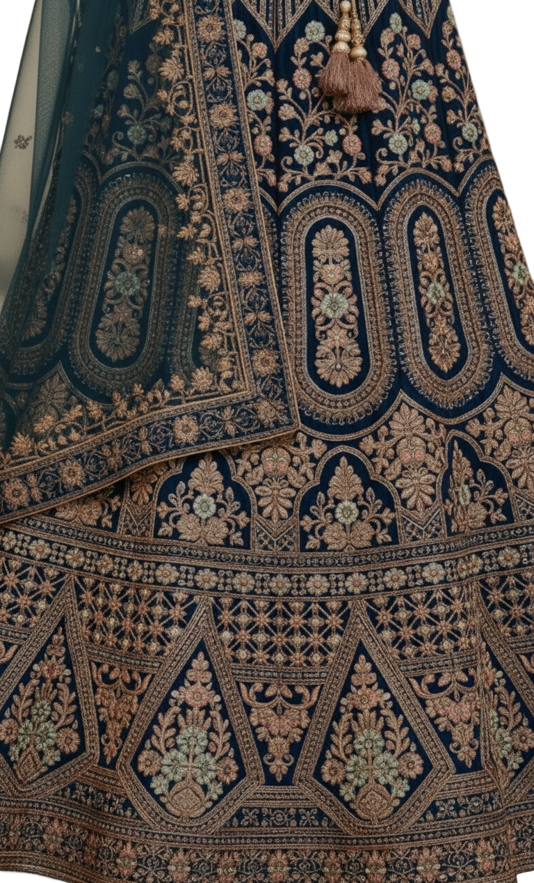 Prussian Blue Bridal Lehenga
