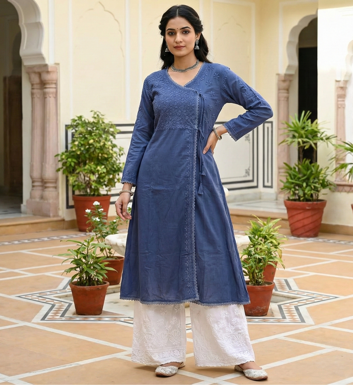 Aanghrakha Cotton Chikankari Kurti
