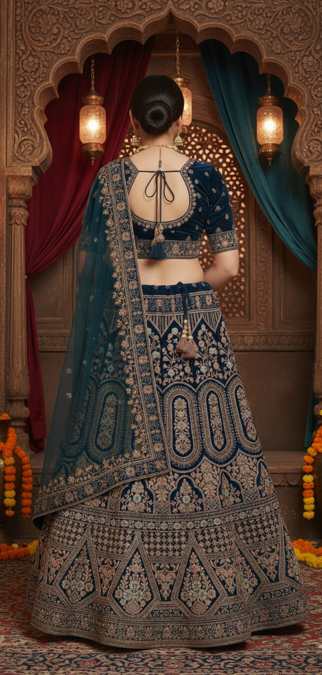Prussian Blue Bridal Lehenga
