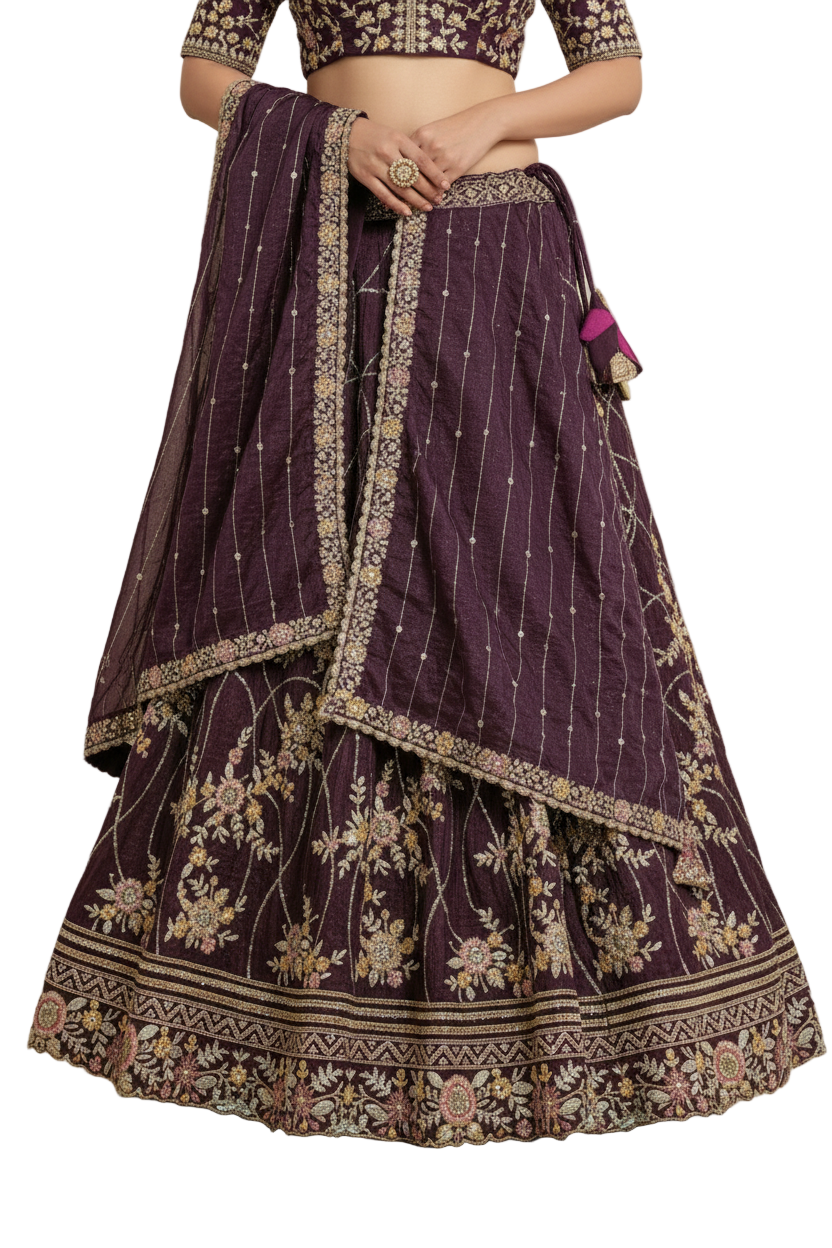 Crushed Tissue Bridal Lehenga