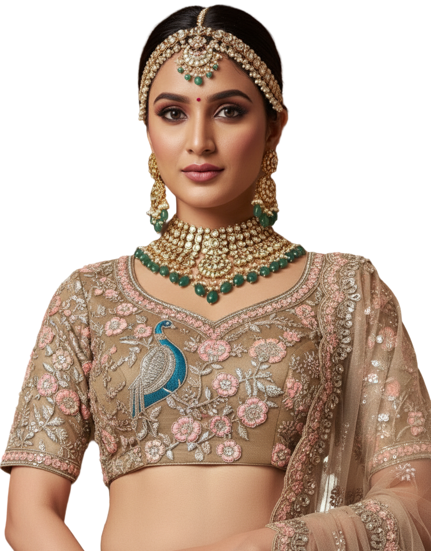 Peacock Net Bridal Lehenga
