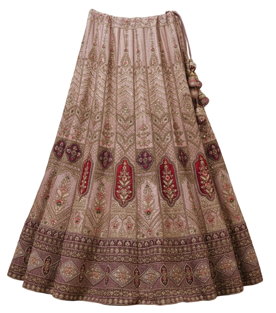 Dual Colour Velvet Bridal Lehenga