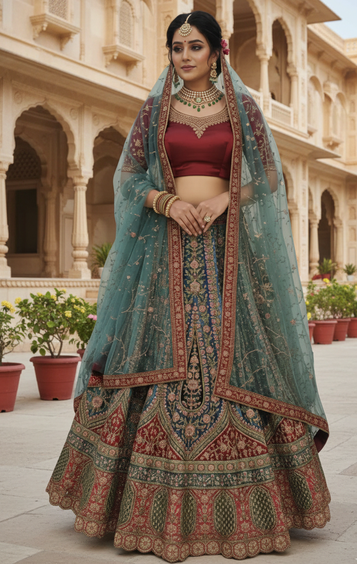 Bridal Firozi Lehenga