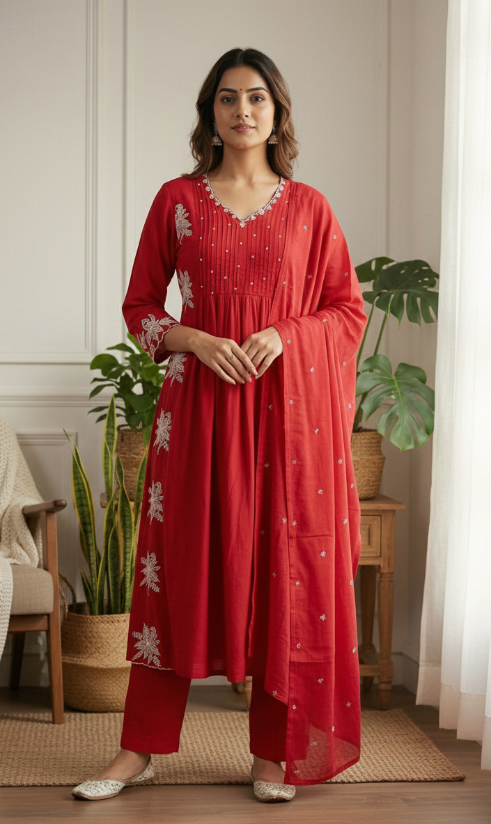 Pure Cotton Lace Kurta set