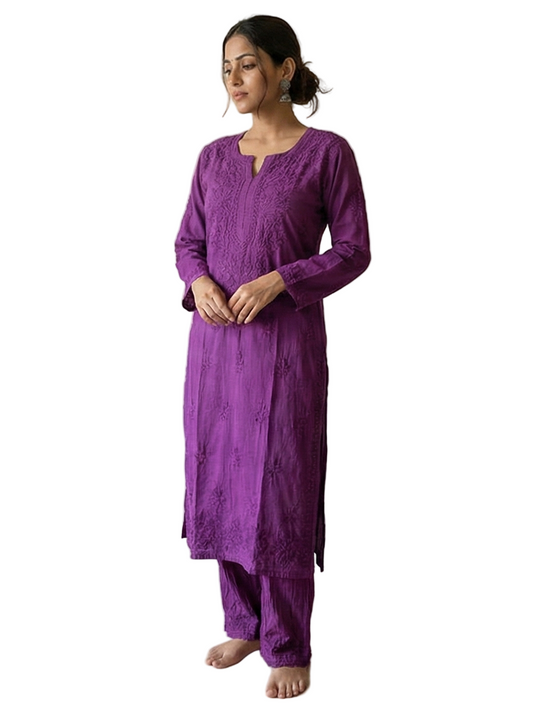 Chanderi Chikankari Set