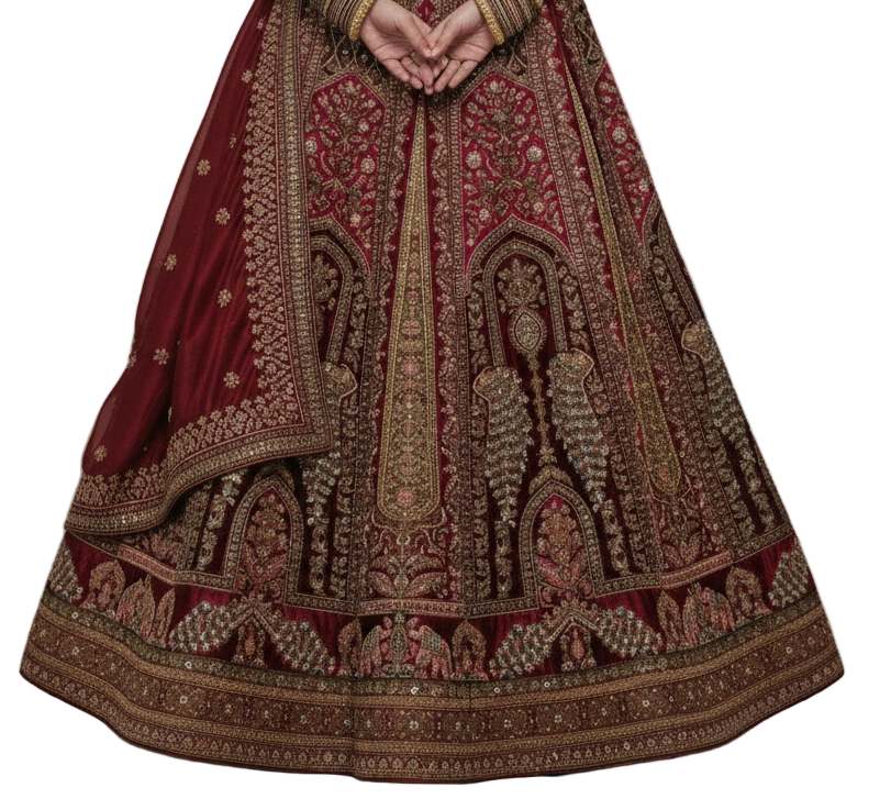 Rajwadi Maroon Bridal Lehenga
