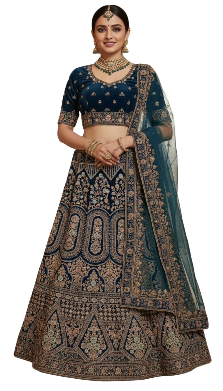Prussian Blue Bridal Lehenga