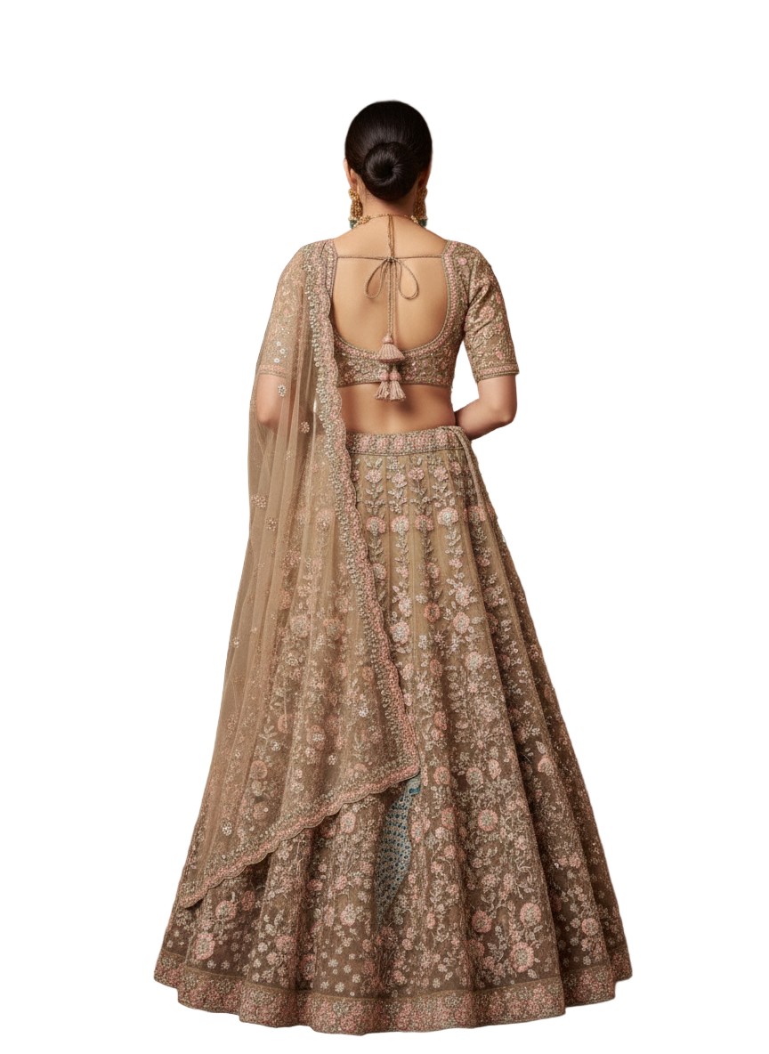 Peacock Net Bridal Lehenga