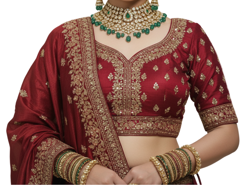 Rajwadi Maroon Bridal Lehenga