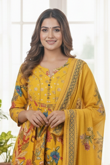 Cotton Anarkali Kurta Set