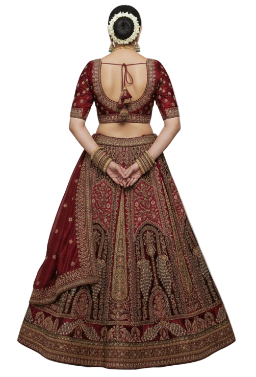 Rajwadi Maroon Bridal Lehenga