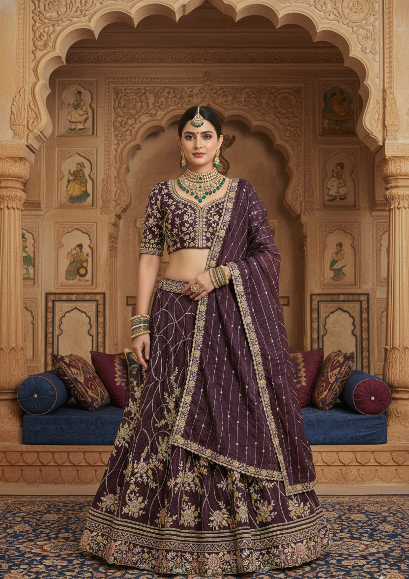 Crushed Tissue Bridal Lehenga
