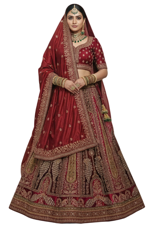 Rajwadi Maroon Bridal Lehenga