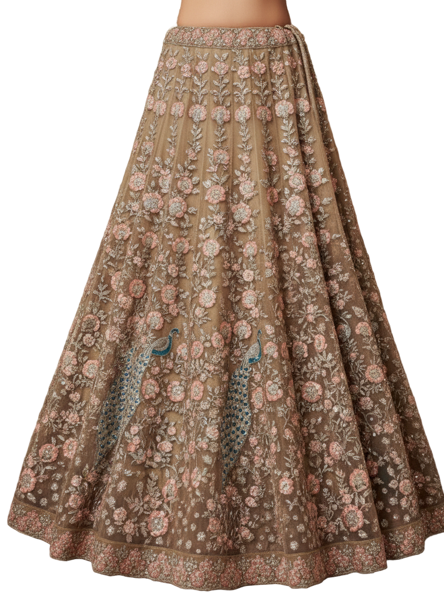Peacock Net Bridal Lehenga