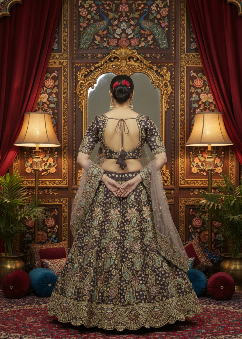Crushed Tissue Bridal Lehenga