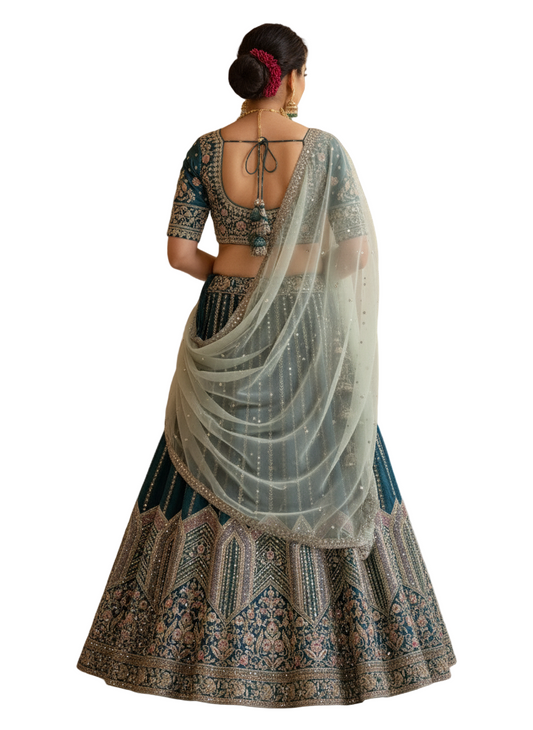 Aari Work Tissue Bridal Lehenga