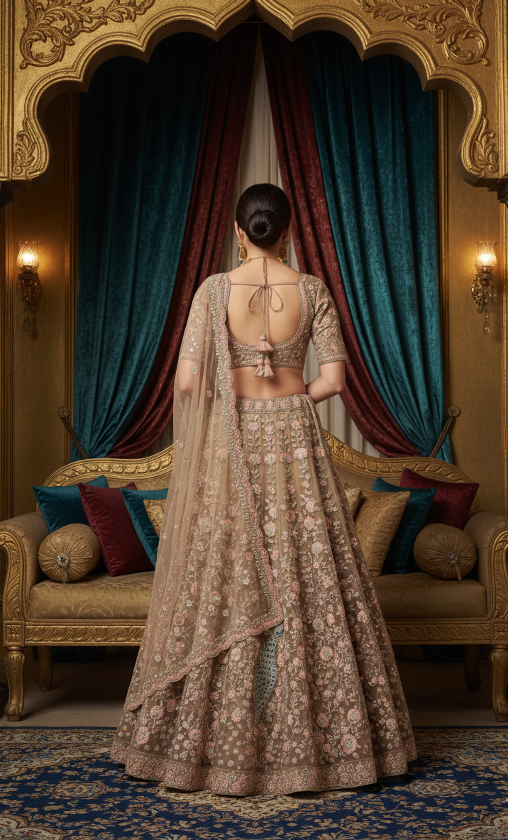 Peacock Net Bridal Lehenga