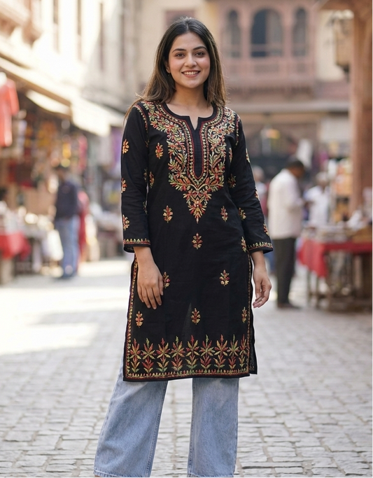 Multi Colour Chikankari Kurti