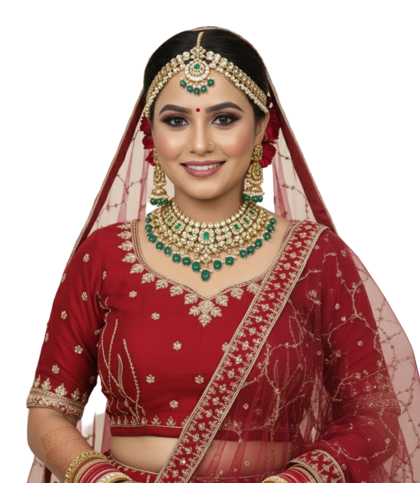 Dark Pink Velvet Bridal Lehenga