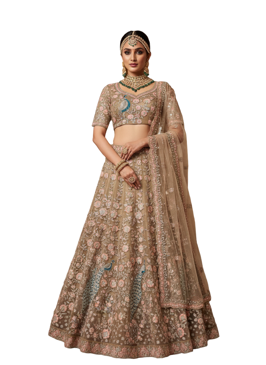 Peacock Net Bridal Lehenga