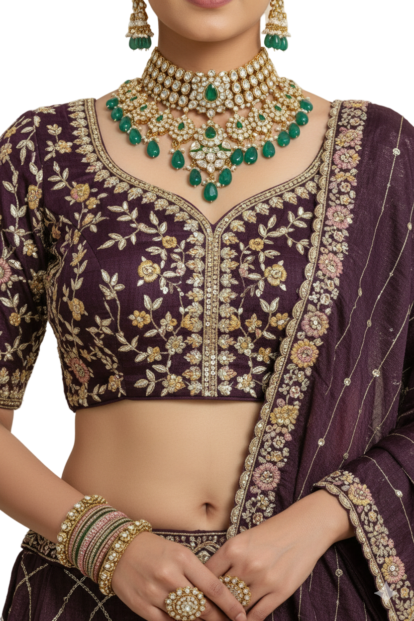 Crushed Tissue Bridal Lehenga