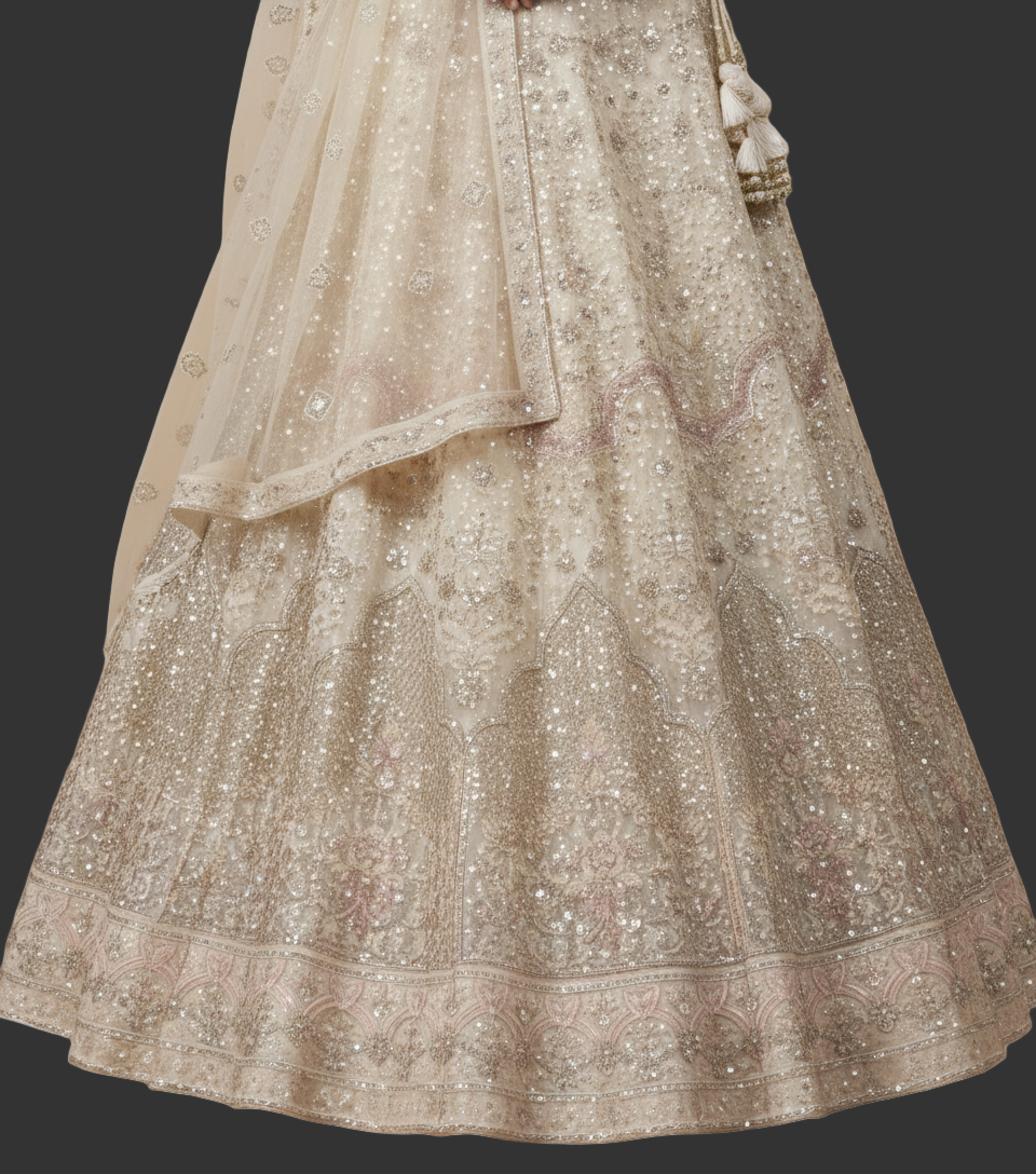 White Heavy Sequence Lehenga