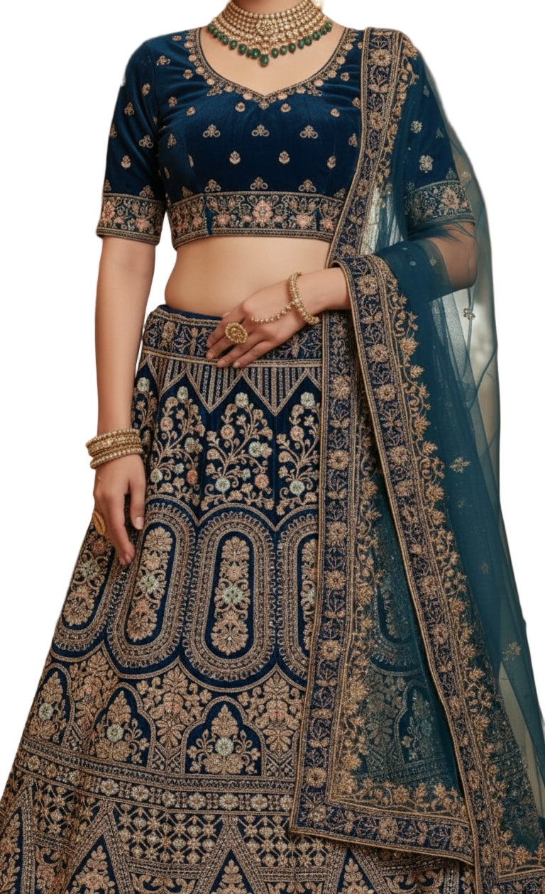 Prussian Blue Bridal Lehenga