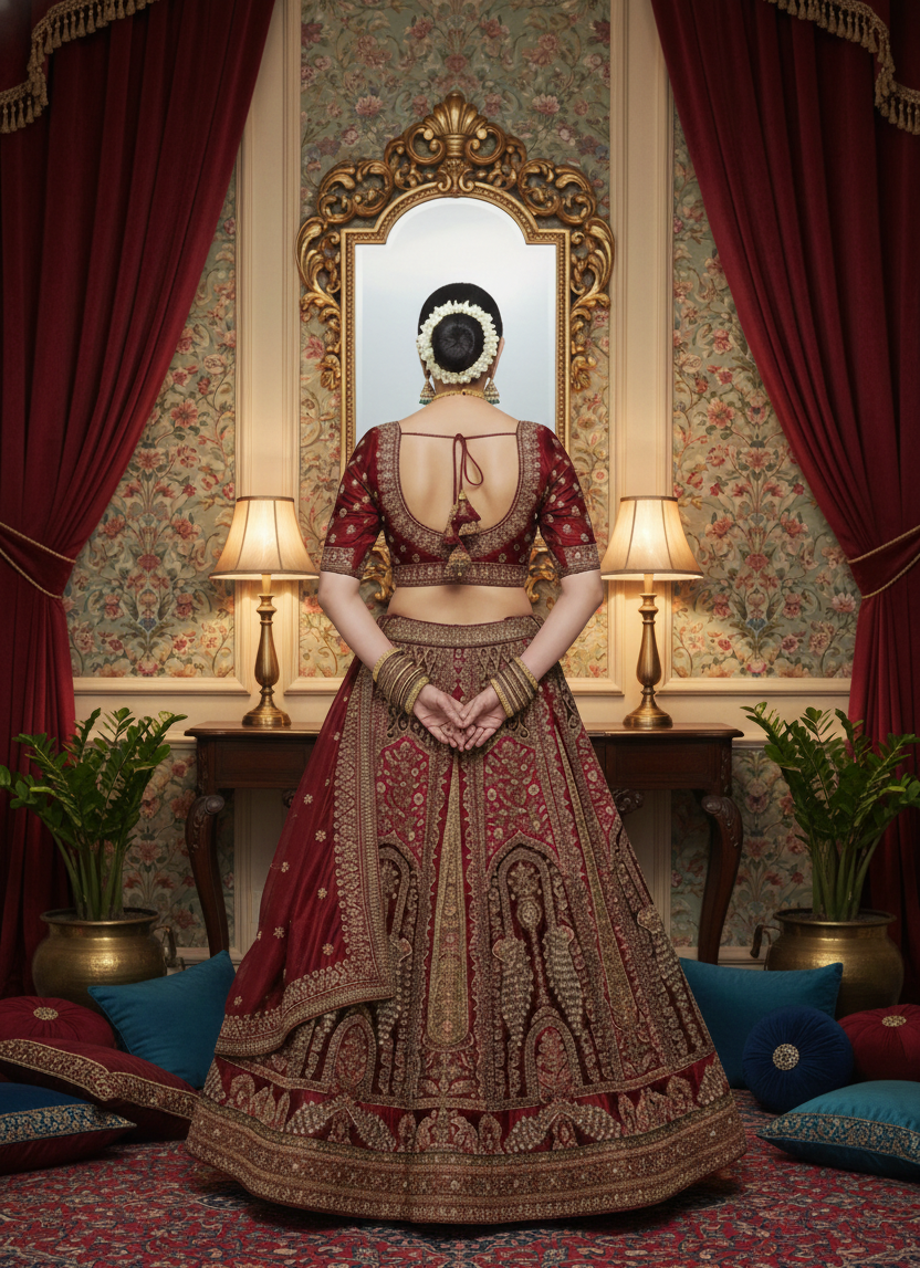 Rajwadi Maroon Bridal Lehenga