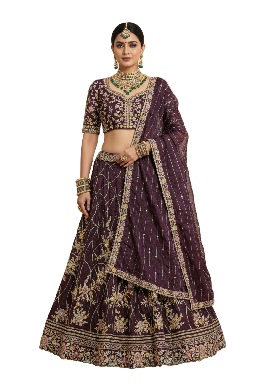 Crushed Tissue Bridal Lehenga