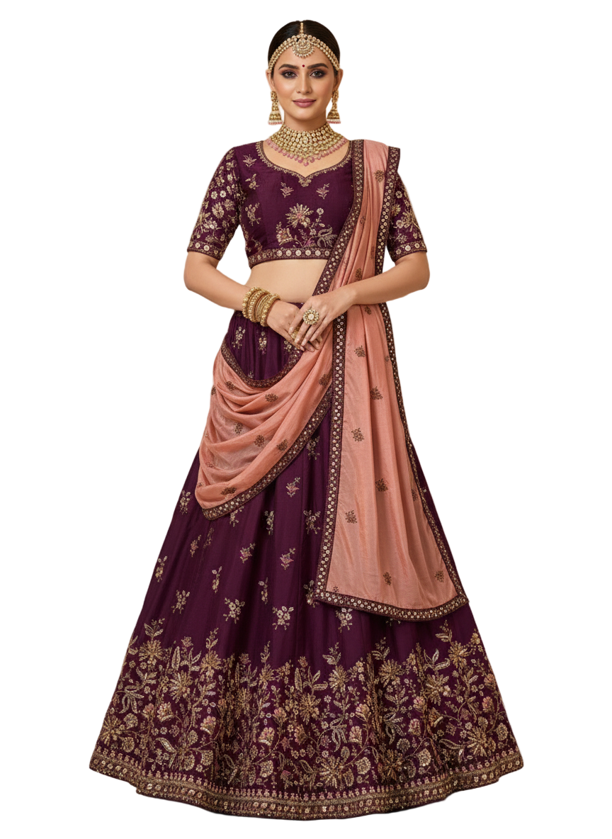 Crepe Aari Bridal Lehenga