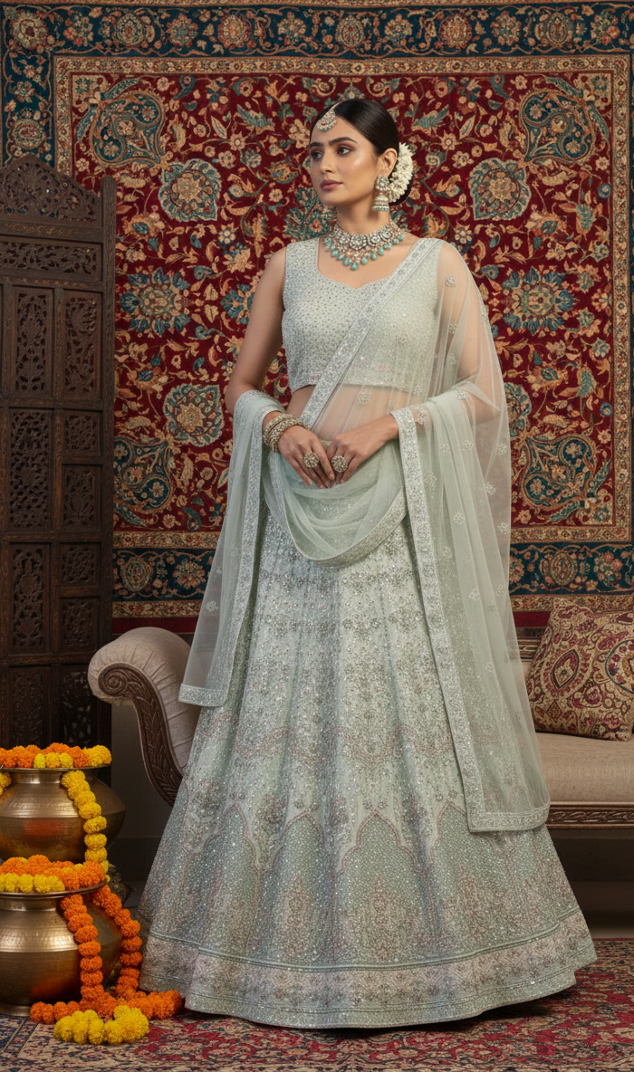 Blue Heavy Sequence Lehenga