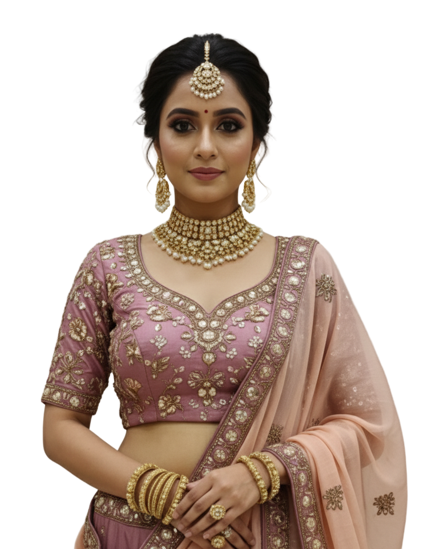 Crepe Aari work Lehenga