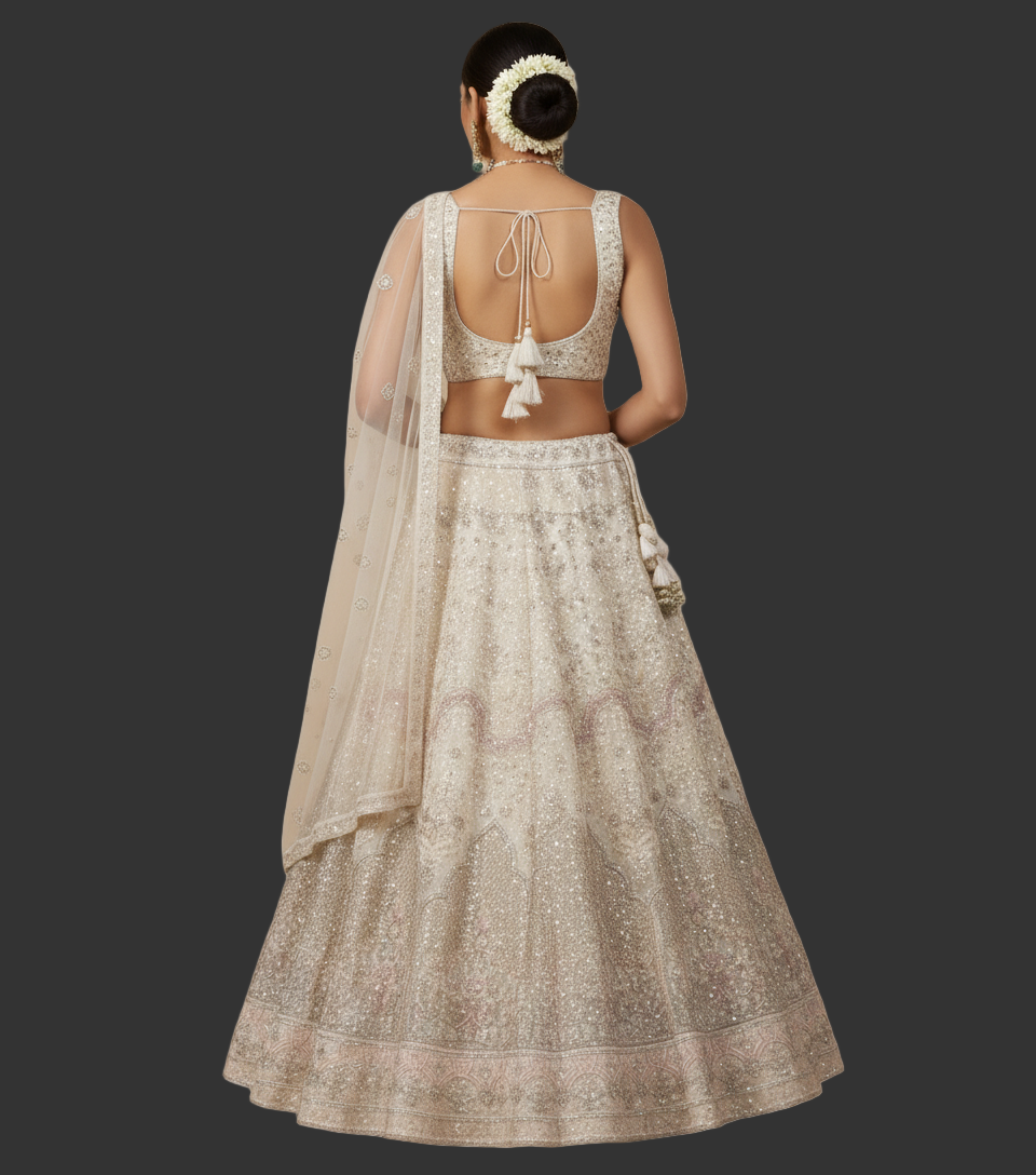 White Heavy Sequence Lehenga