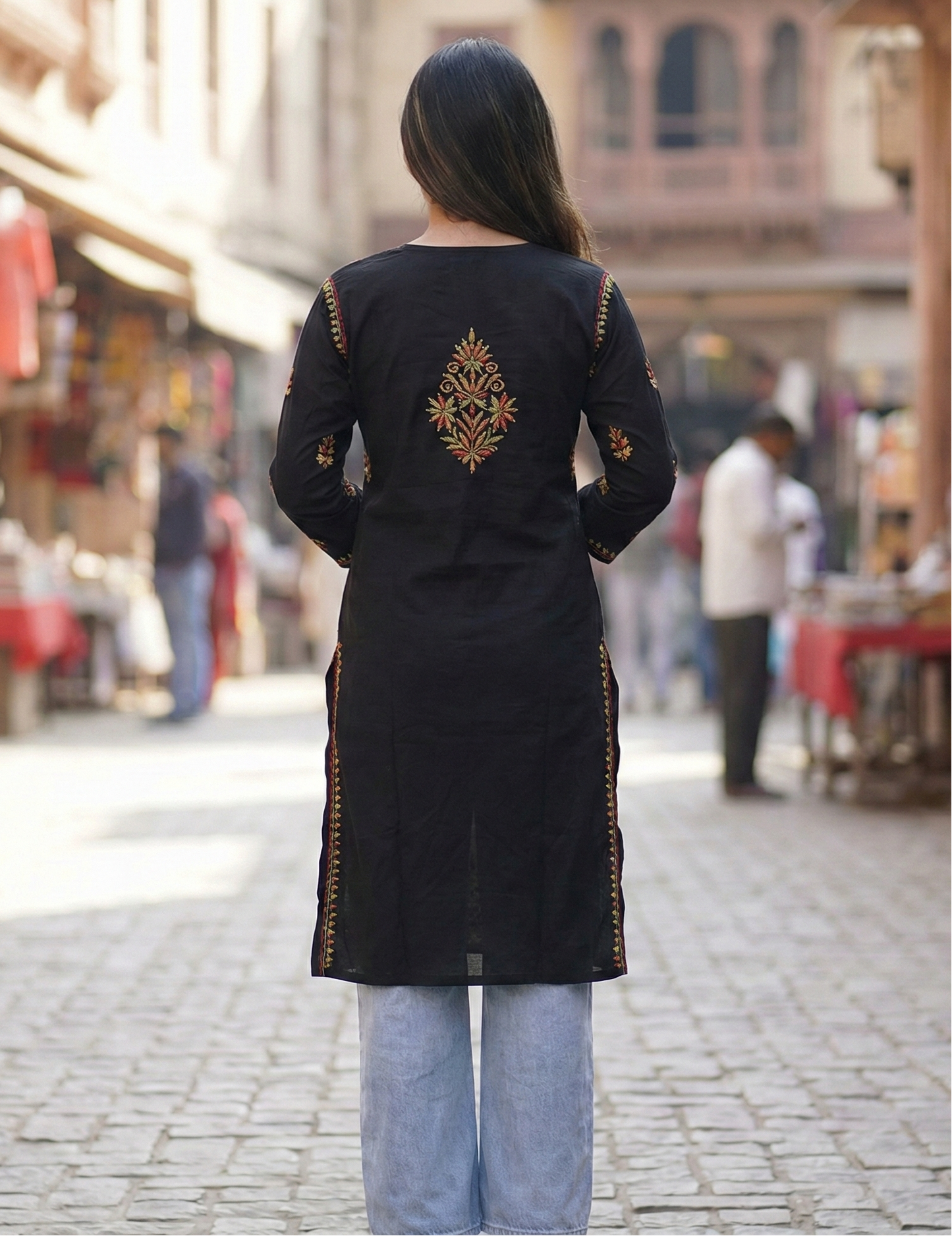Multi Colour Chikankari Kurti