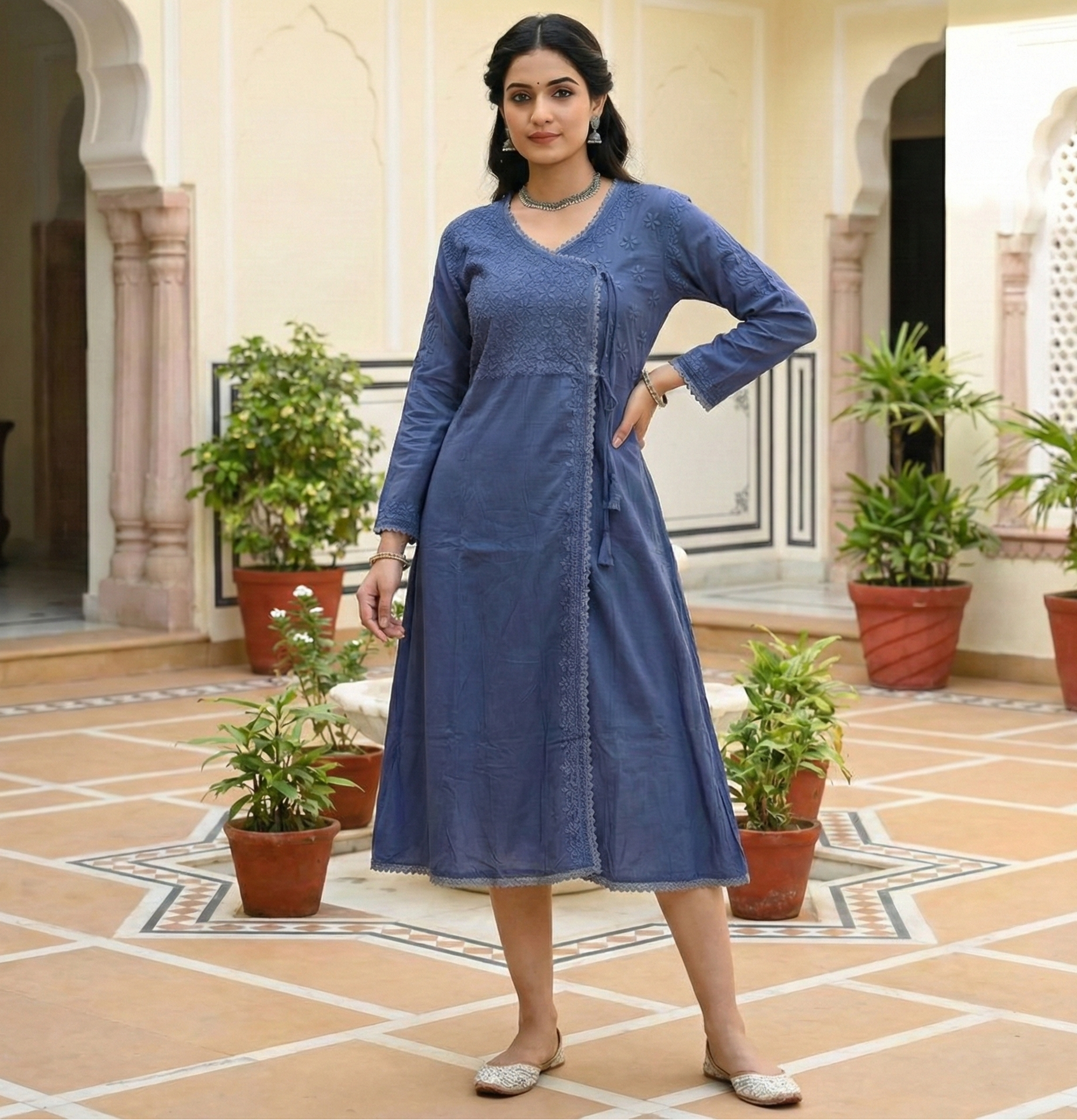 Aanghrakha Cotton Chikankari Kurti