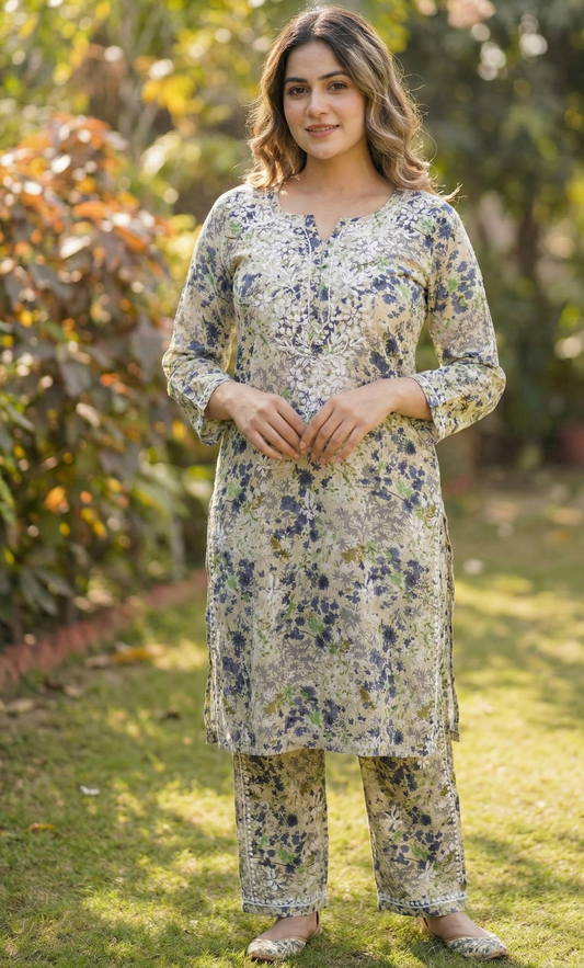 Mul Mul Cotton Chikankari Set