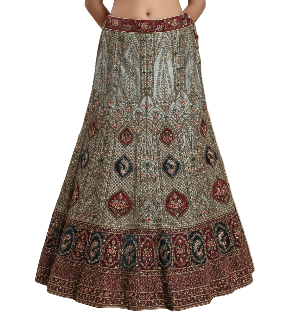 Dual Shade Velvet Bridal Lehenga