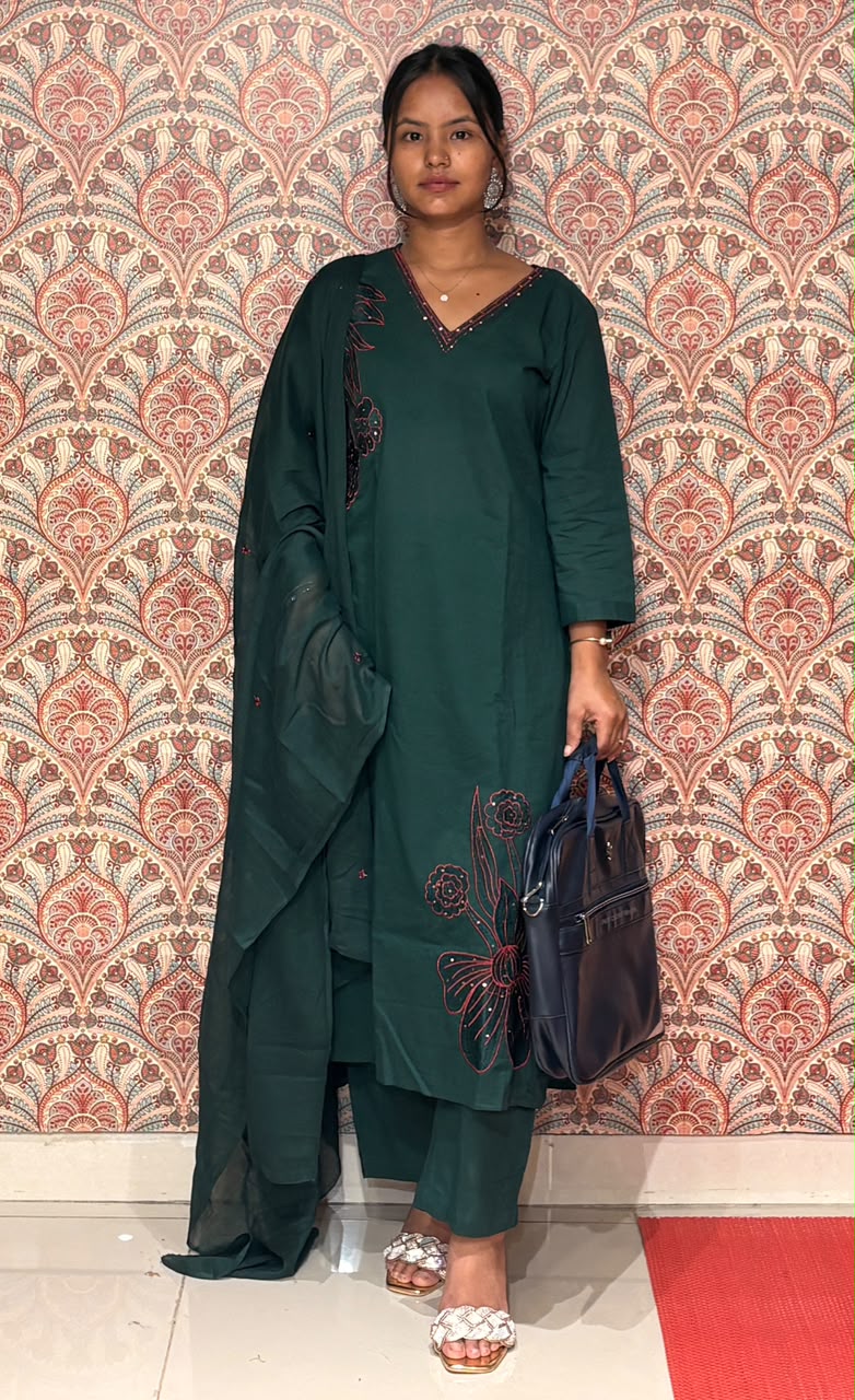 Bottle Green Kurta Set