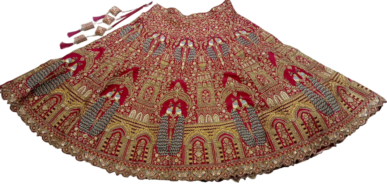 Dholi Palki Raw Silk Bridal Lehenga