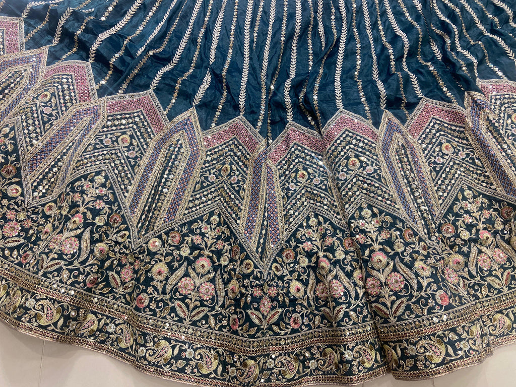 Aari Work Tissue Bridal Lehenga